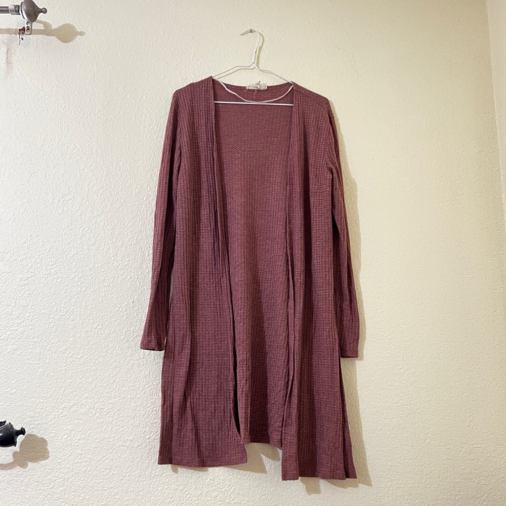 Mauve waffle Cardigan